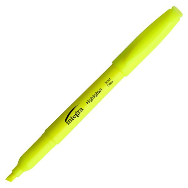 Integra  Highlighter,Pen Style,Chisel Tip,12/DZ,Fluorescent Yellow Thumbnail