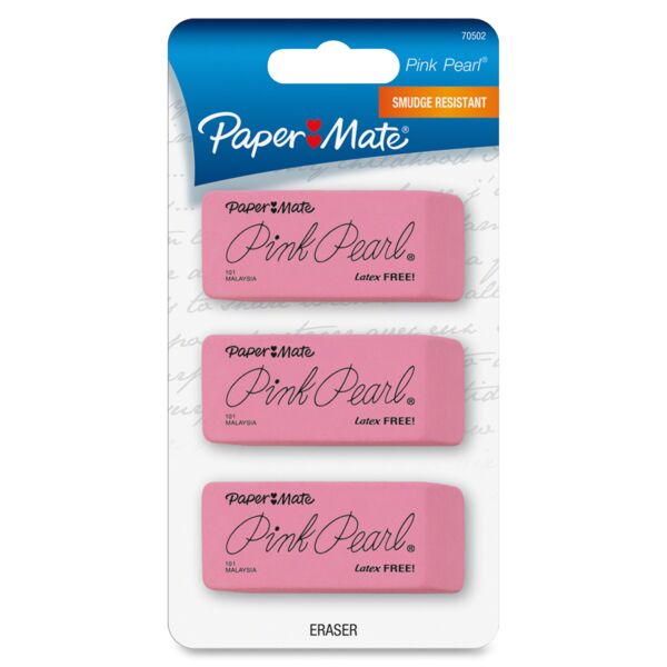 Paper Mate  Pearl Eraser, Medium, 3/PK, Pink Thumbnail
