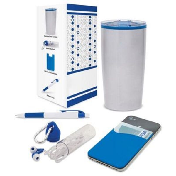 TUMBLER, PEN, EAR BUDS, SILICONE SLEEVE & KEY CHAIN COMBO Thumbnail